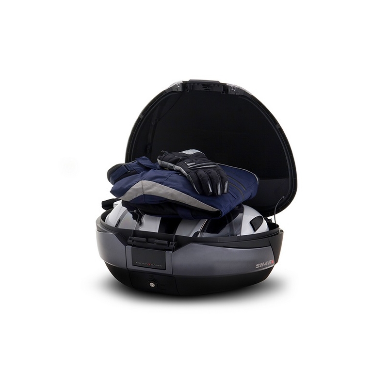 Top case SHAD SH48 Dark grey with backrest, carbon cover and PREMIUM SMART lock