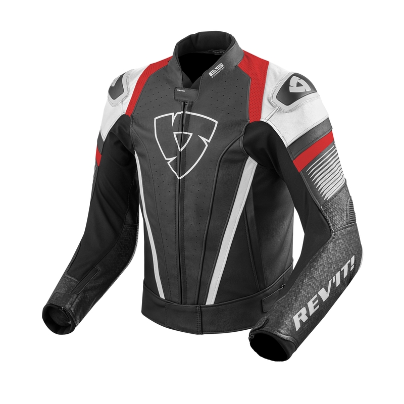 Skórzana kurtka motocyklowa Revit Spitfire biało-czerwona wyprzedaż