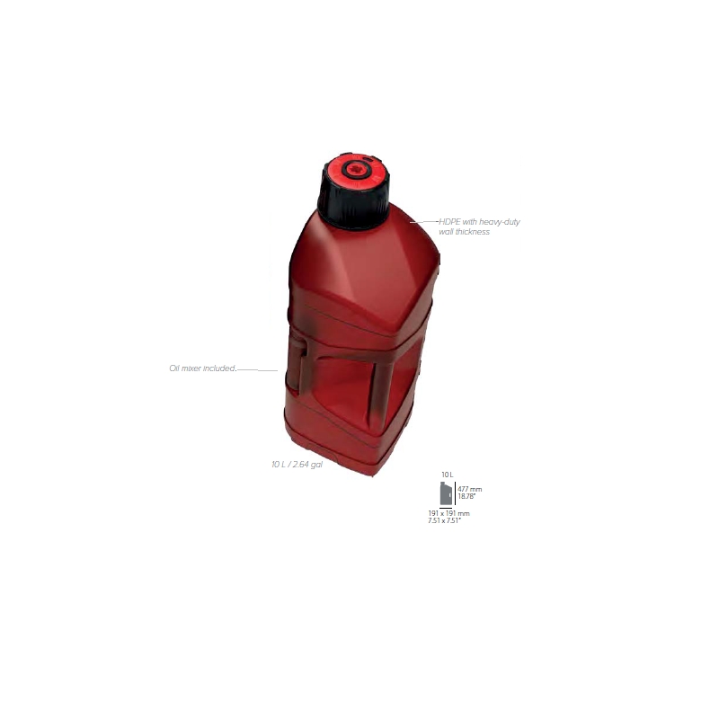 Utility can POLISPORT PROOCTANE 10 l with standard cap + 100 ml mixer + hose clear red