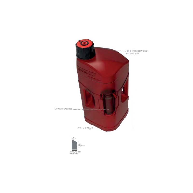 Utility can POLISPORT PROOCTANE 20 l with standard cap + 250 ml mixer + hose clear red