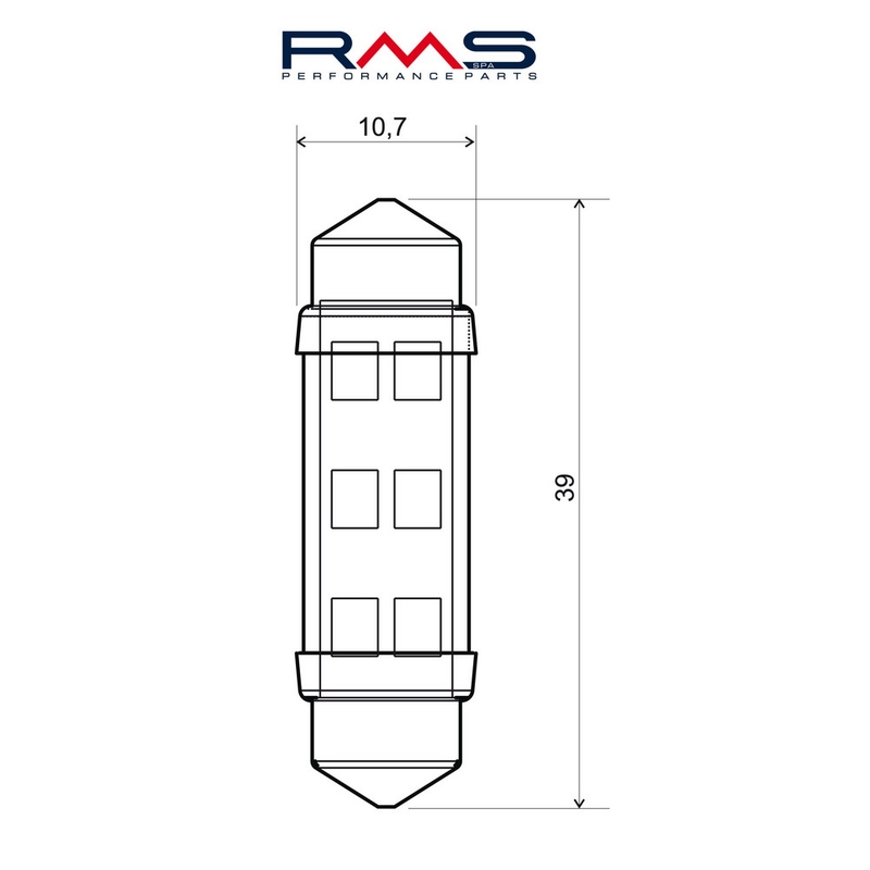 Bulb RMS 12V 6 Led, SV8.5 white