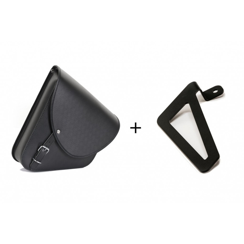 Leather saddlebag CUSTOMACCES BARCELONA black right, with universal support