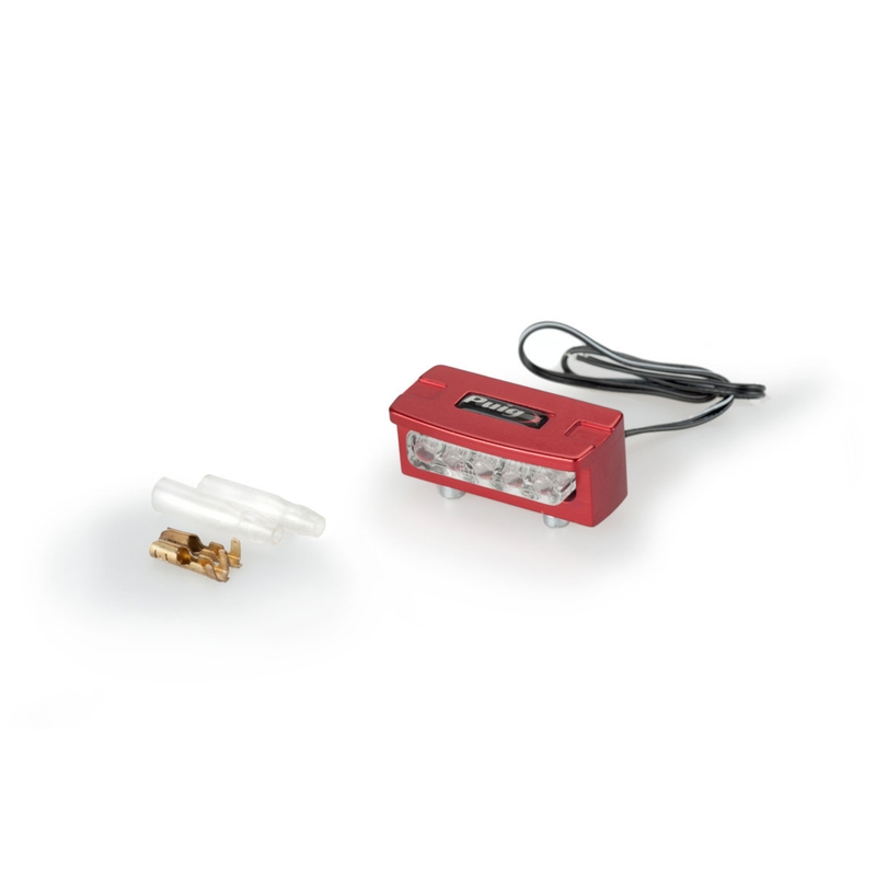 Licence support light PUIG FLASH red alu with LEDs