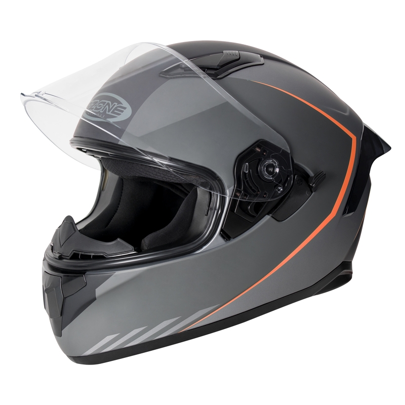 Ozone Sprint Stripe black-grey-fluo red integralny kask motocyklowy
