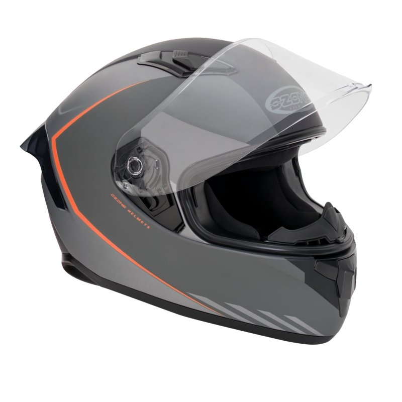Ozone Sprint Stripe black-grey-fluo red integralny kask motocyklowy
