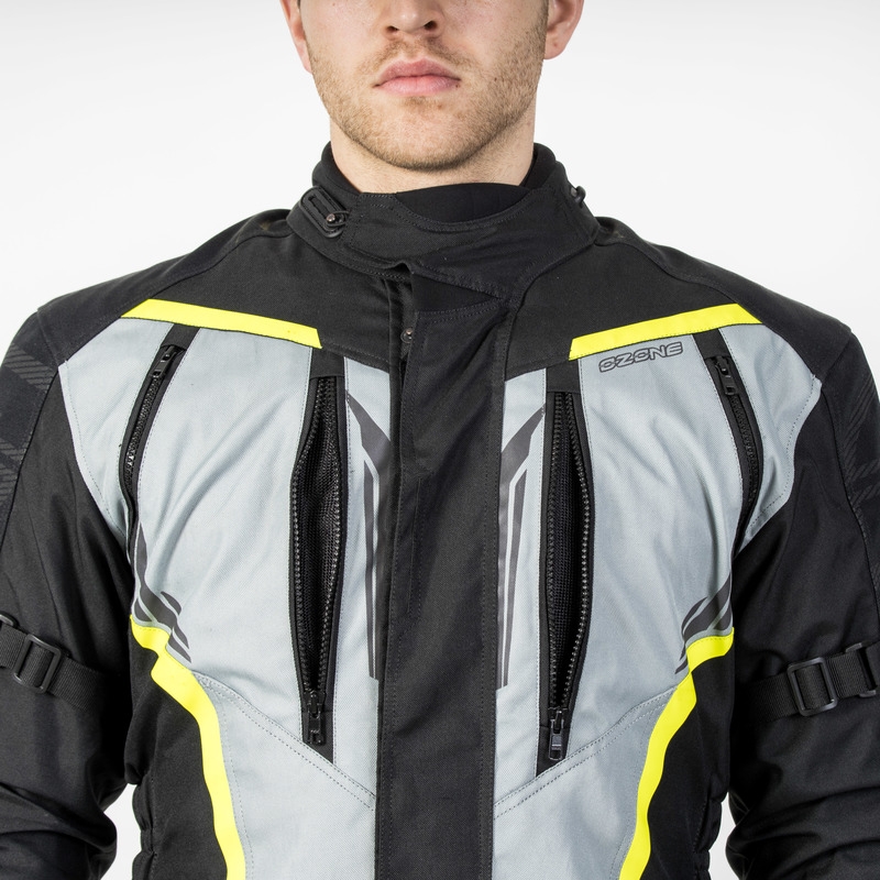 Kurtka motocyklowa Ozone Tour III czarno-szara-fluo żółta