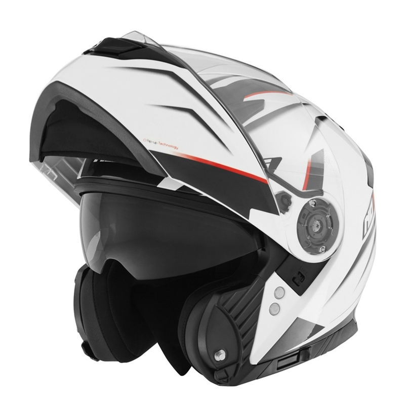 Kask motocyklowy NOX N965 Supra biało-czerwony