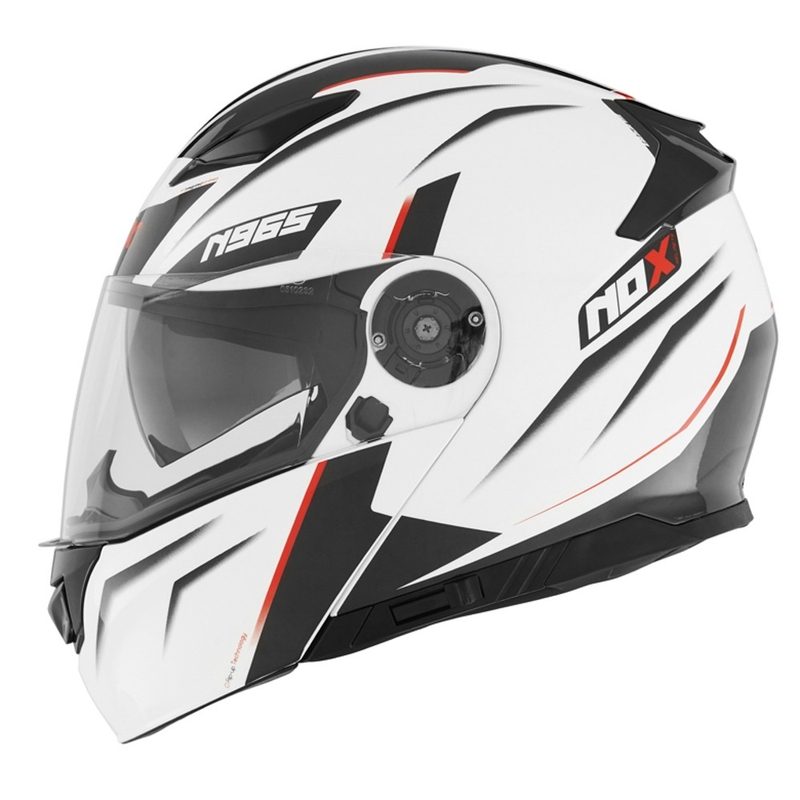Kask motocyklowy NOX N965 Supra biało-czerwony