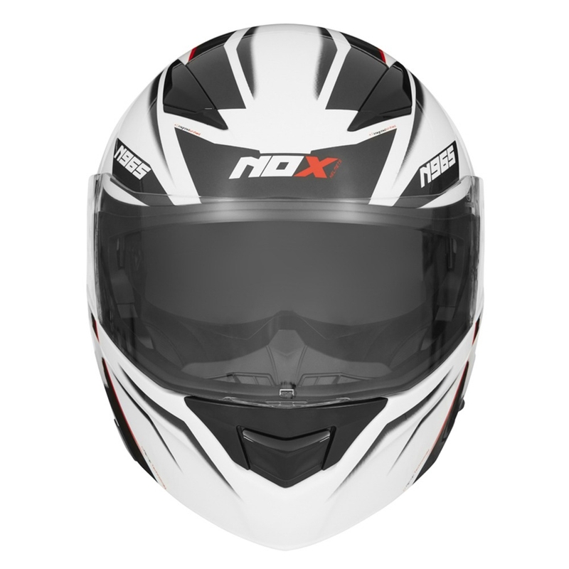 Kask motocyklowy NOX N965 Supra biało-czerwony