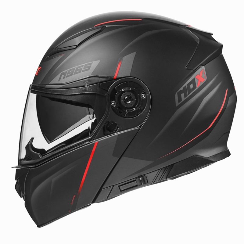 Kask motocyklowy NOX N965 Supra czarno-czerwony