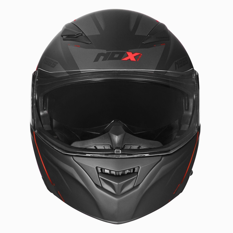 Kask motocyklowy NOX N965 Supra czarno-czerwony