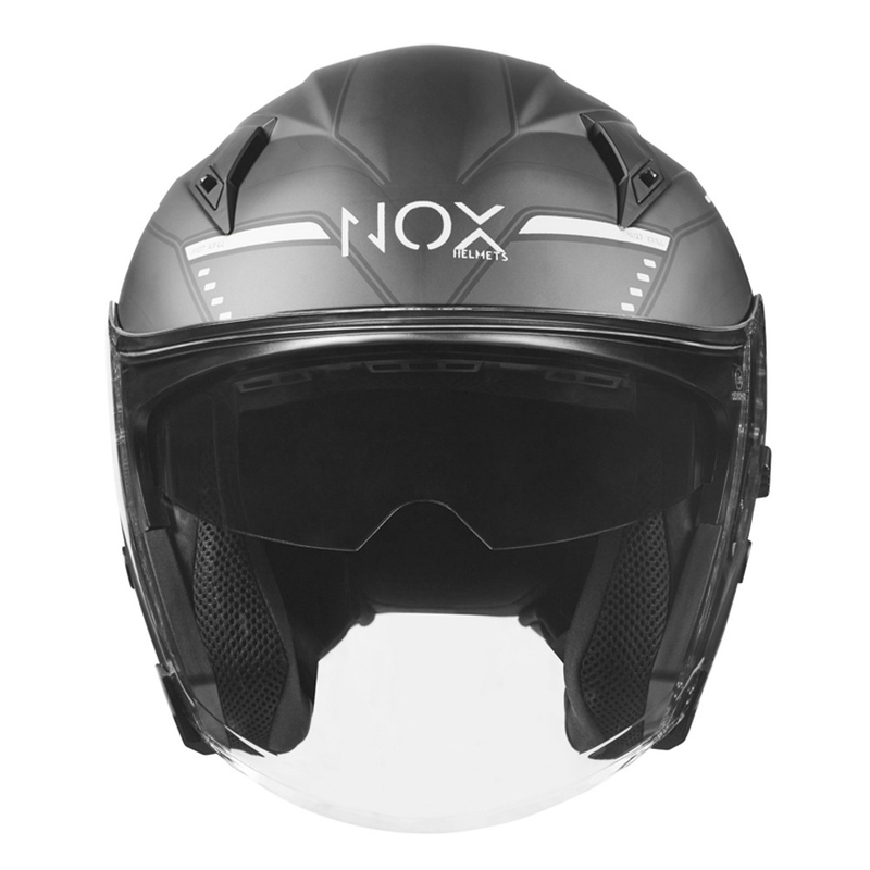 Kask motocyklowy otwarty NOX N128 Krill czarno-biały