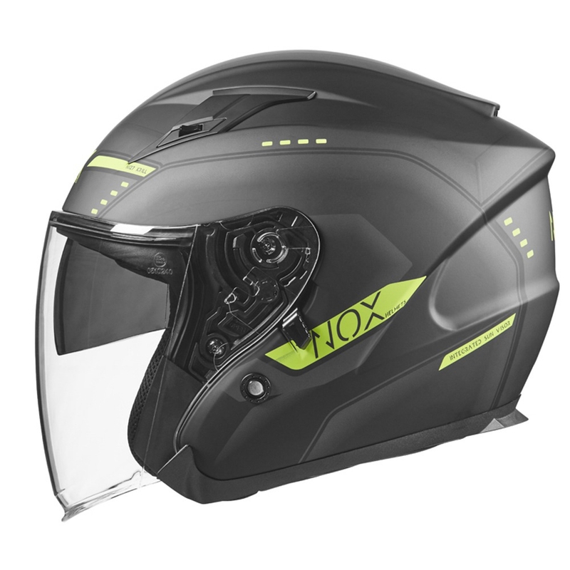 Kask motocyklowy otwarty NOX N128 Krill czarny-fluo żółty