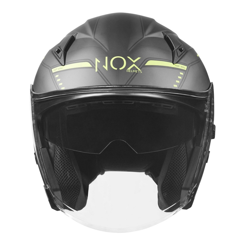 Kask motocyklowy otwarty NOX N128 Krill czarny-fluo żółty