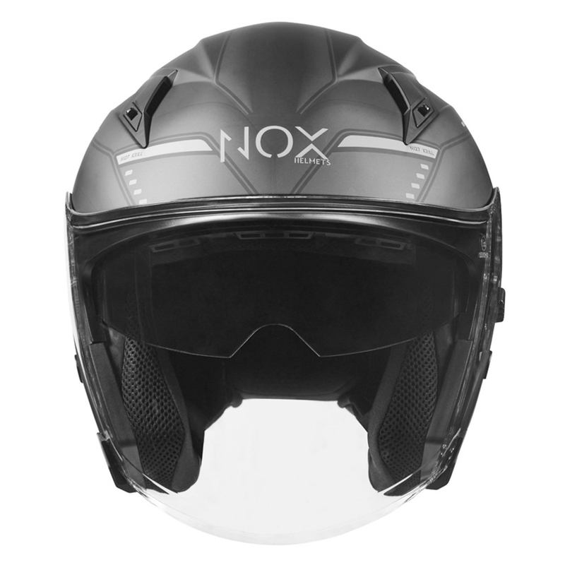 Kask motocyklowy otwarty NOX N128 Krill black-titanium wyprzedaż