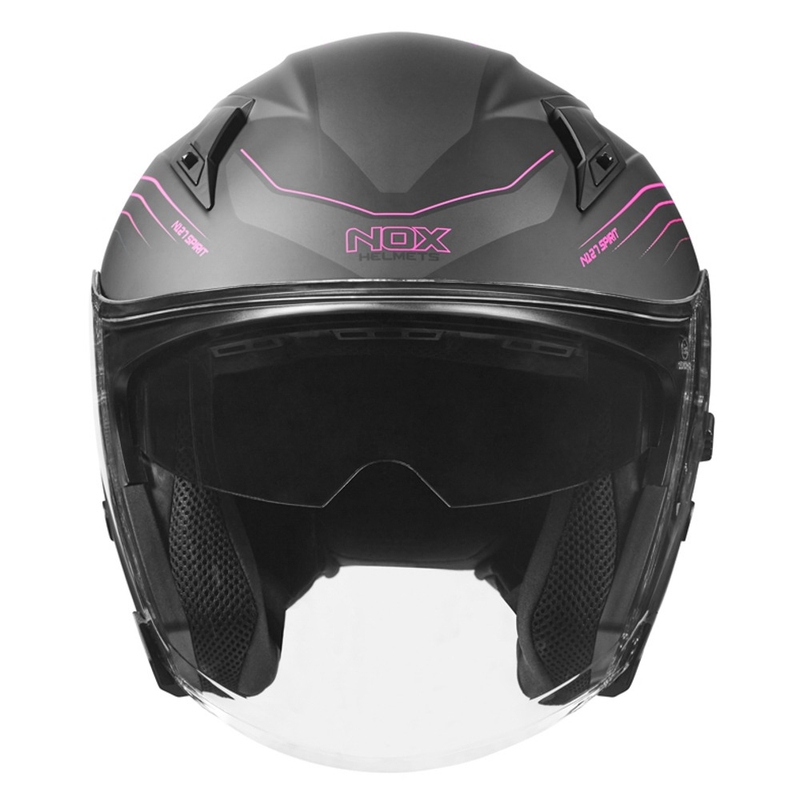 Kask motocyklowy otwarty NOX N128 Spirit czarno-różowy