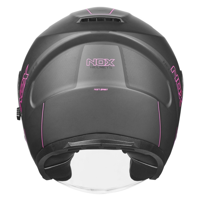 Kask motocyklowy otwarty NOX N128 Spirit czarno-różowy