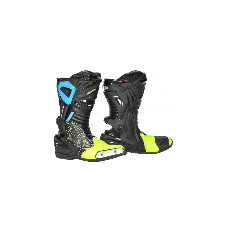 Buty motocyklowe Booster X-Race Black-Fluo Yellow wyprzedaż