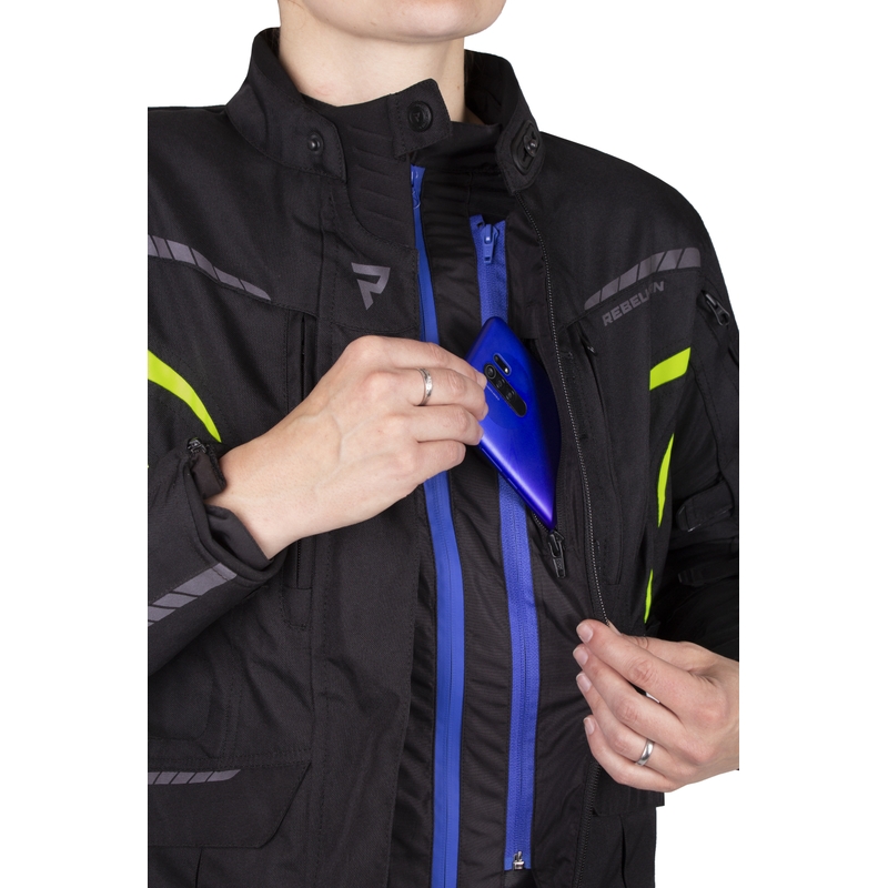 Damska kurtka moto Rebelhorn Hiker III black-fluo yellow wyprzedaż