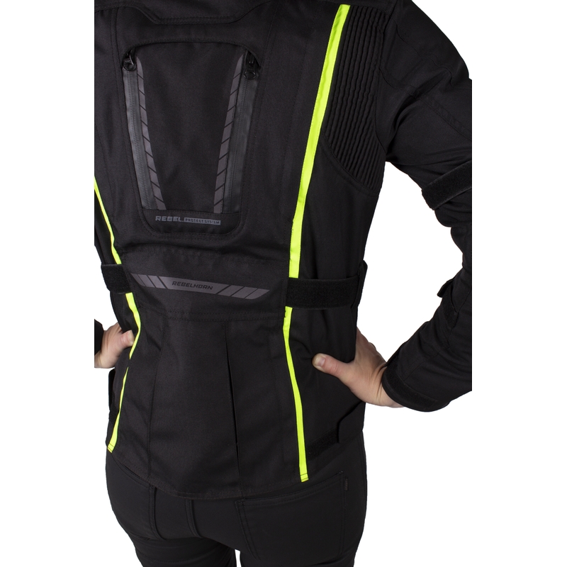 Damska kurtka moto Rebelhorn Hiker III black-fluo yellow wyprzedaż