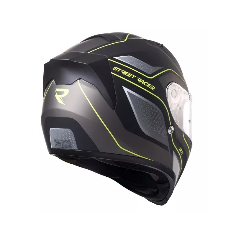 Integralny kask motocyklowy Street Racer SR I1 czarno-szaro fluo żółty