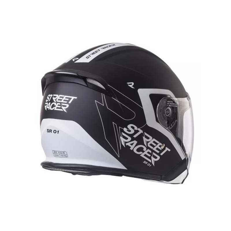 Otwarty kask motocyklowy Street Racer SR 01 czarno-biały