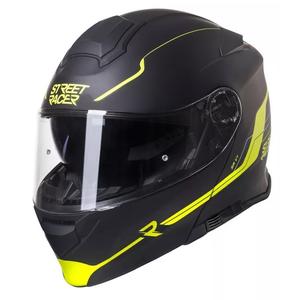 Szczękowy kask motocyklowy Street Racer SR V1 czarno-fluo żółty