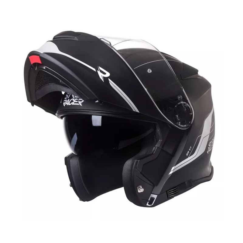 Szczękowy kask motocyklowy Street Racer SR V1 czarno-biały
