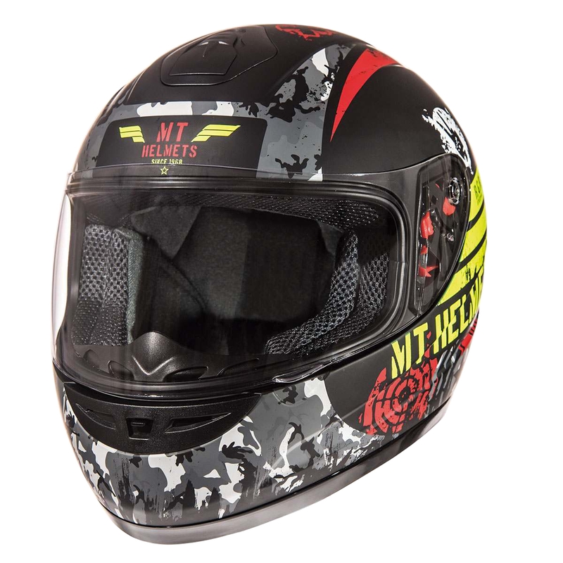 Dziecięcy integralny kask motocyklowy MT Thunder Sniper czarny matowy-fluo żółty