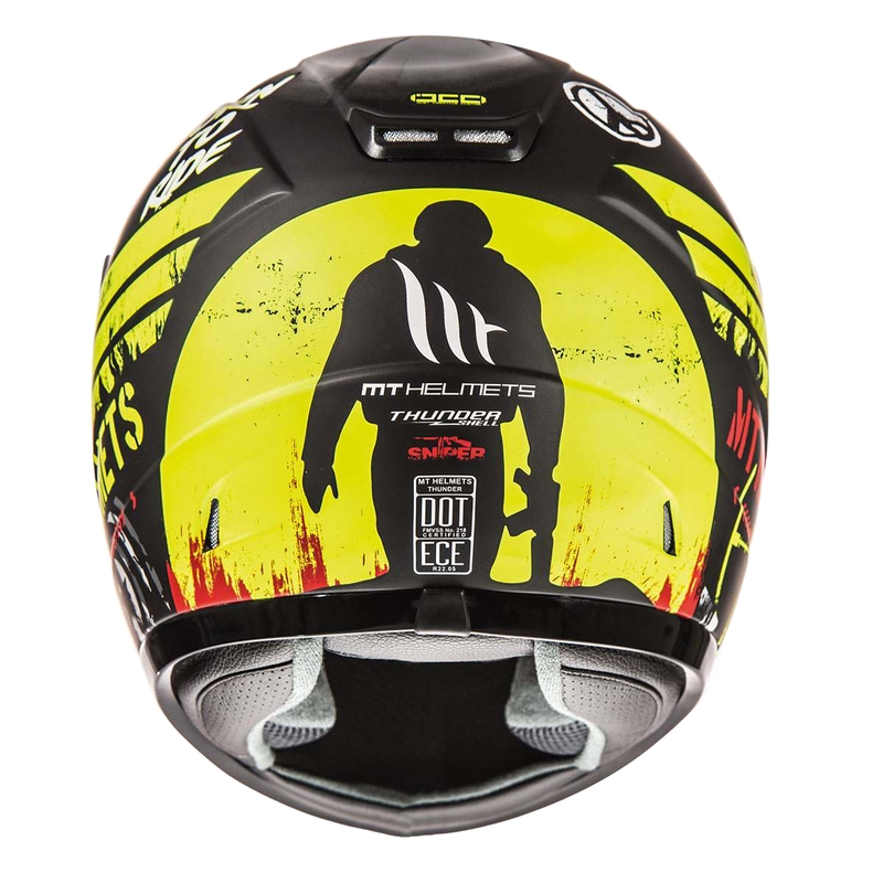 Dziecięcy integralny kask motocyklowy MT Thunder Sniper czarny matowy-fluo żółty