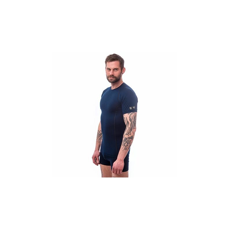 T-shirt męski Sensor Merino Active granatowy - krótki rękaw wyprzedaż