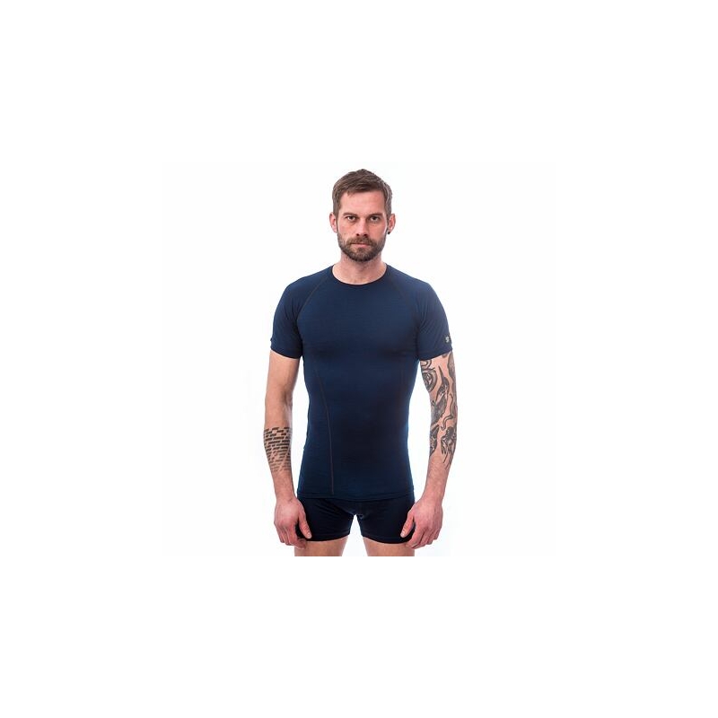 T-shirt męski Sensor Merino Active granatowy - krótki rękaw wyprzedaż