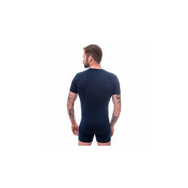 T-shirt męski Sensor Merino Active granatowy - krótki rękaw wyprzedaż