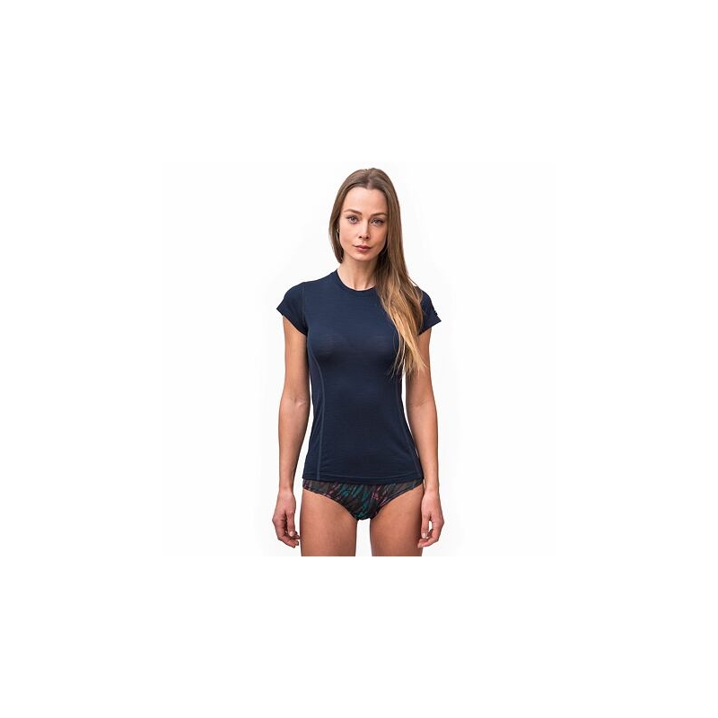 T-shirt damski Sensor Merino Active granatowy - krótki rękaw wyprzedaż