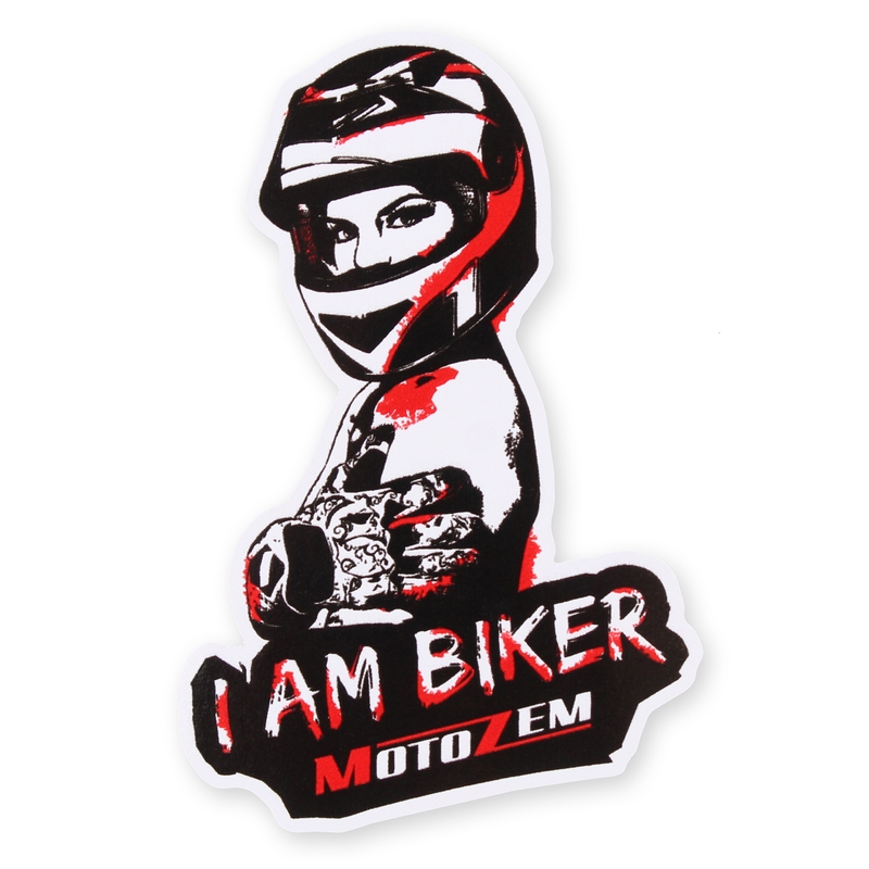 MotoZem Jestem motocyklistką - naklejka kobieta