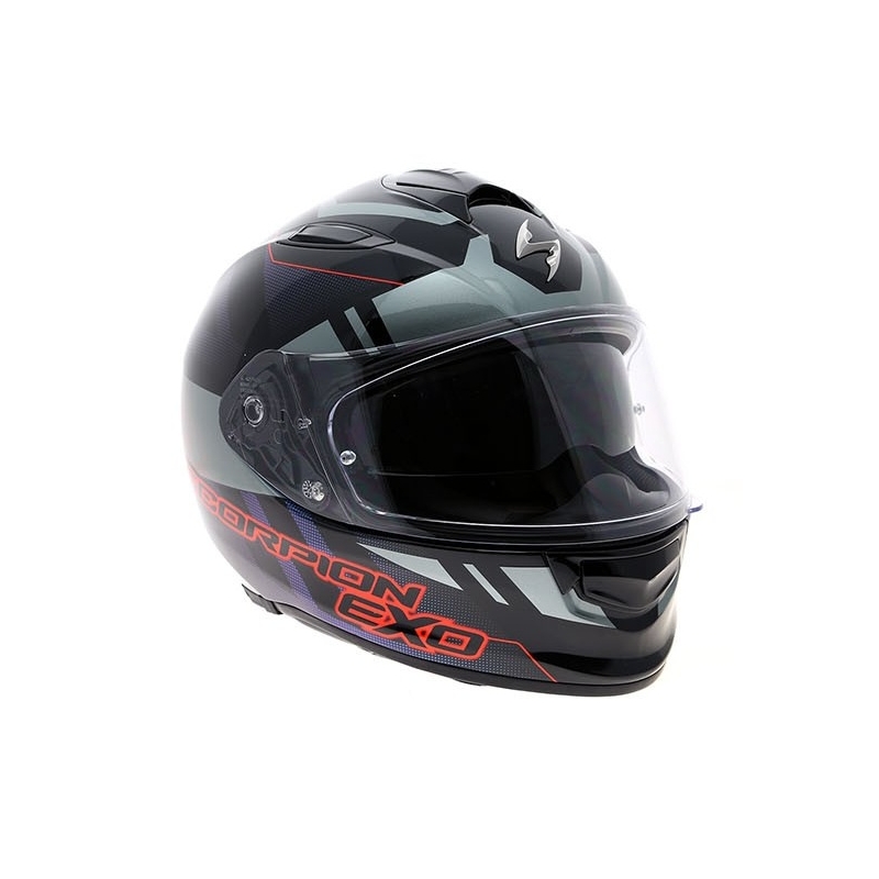 Integralny kask Scorpion EXO-510 Stage czarno-srebrno-czerwony wyprzedaż