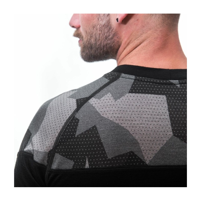Męska koszulka termiczna Sensor Merino Impress black-mask - krótki rękaw wyprzedaż