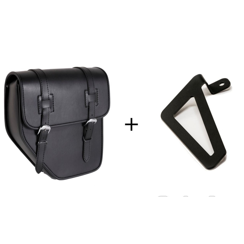 Leather saddlebag CUSTOMACCES IBIZA black right, with universal support