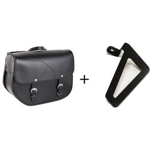 Leather saddlebag CUSTOMACCES SANT LOUIS APS011N black right, with metal base right side and right fitting kit