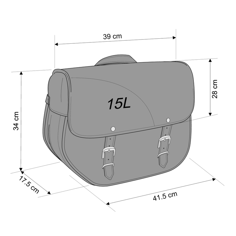 Leather saddlebag CUSTOMACCES SANT LOUIS black right, with metal base right side and right fitting kit