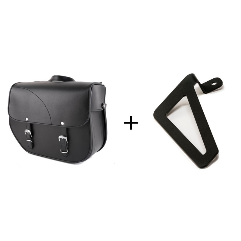 Leather saddlebag CUSTOMACCES SANT LOUIS black right, with universal support