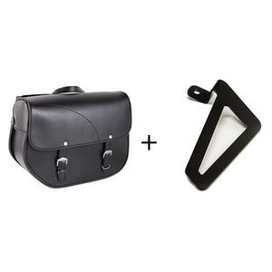 Leather saddlebag CUSTOMACCES SANT LOUIS APS005N black left, with universal support