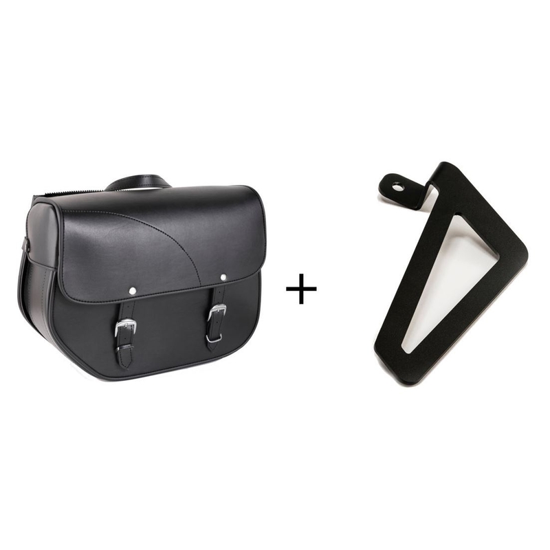 Leather saddlebag CUSTOMACCES SANT LOUIS black left, with universal support