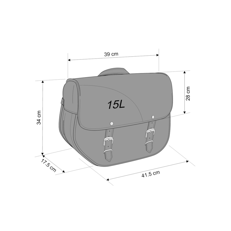Leather saddlebag CUSTOMACCES SANT LOUIS black left, with metal base left side and left fitting kit