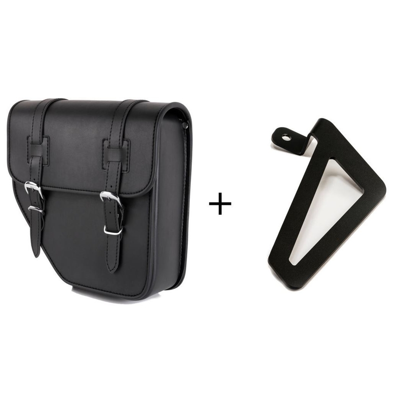 Leather saddlebag CUSTOMACCES IBIZA black left, with universal support