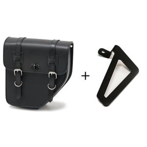 Leather saddlebag CUSTOMACCES IBIZA APS016N black left, with metal base left side and left fitting kit