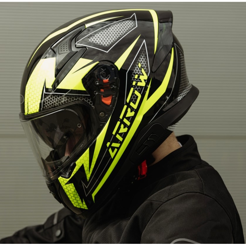 Integralny kask motocyklowy Ozone Arrow czarno-szaro-fluo żółty