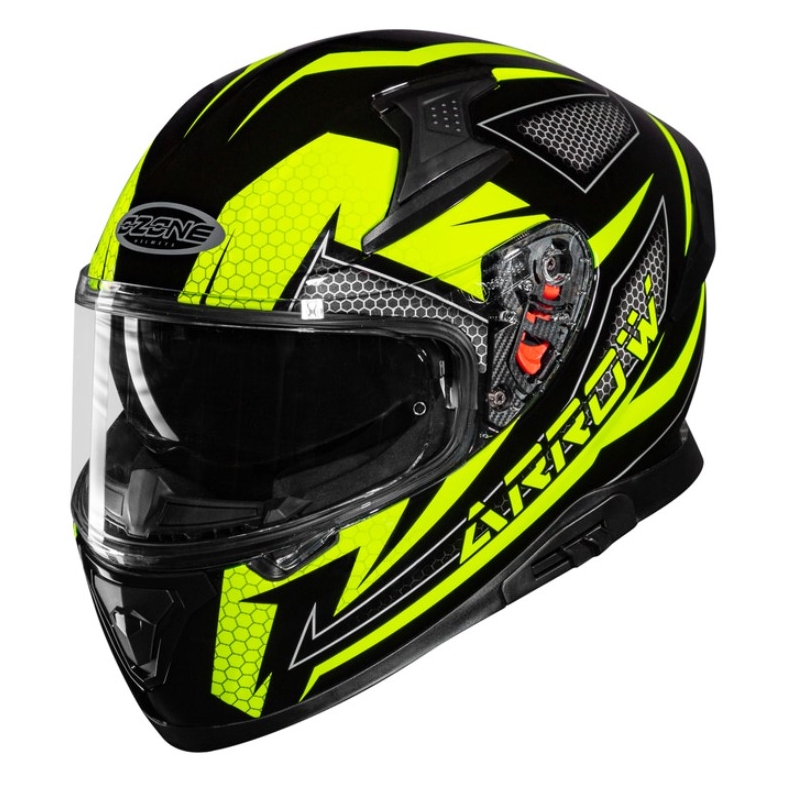Integralny kask motocyklowy Ozone Arrow czarno-szaro-fluo żółty