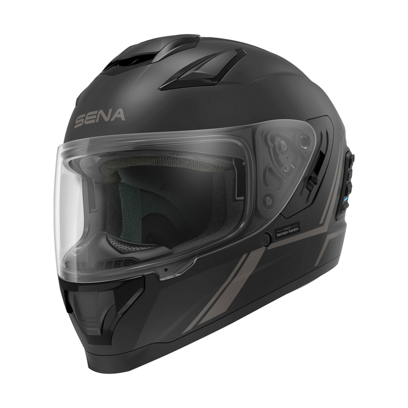 Integralny kask motocyklowy z siatkowym zestawem słuchawkowym SENA Stryker Black Matte