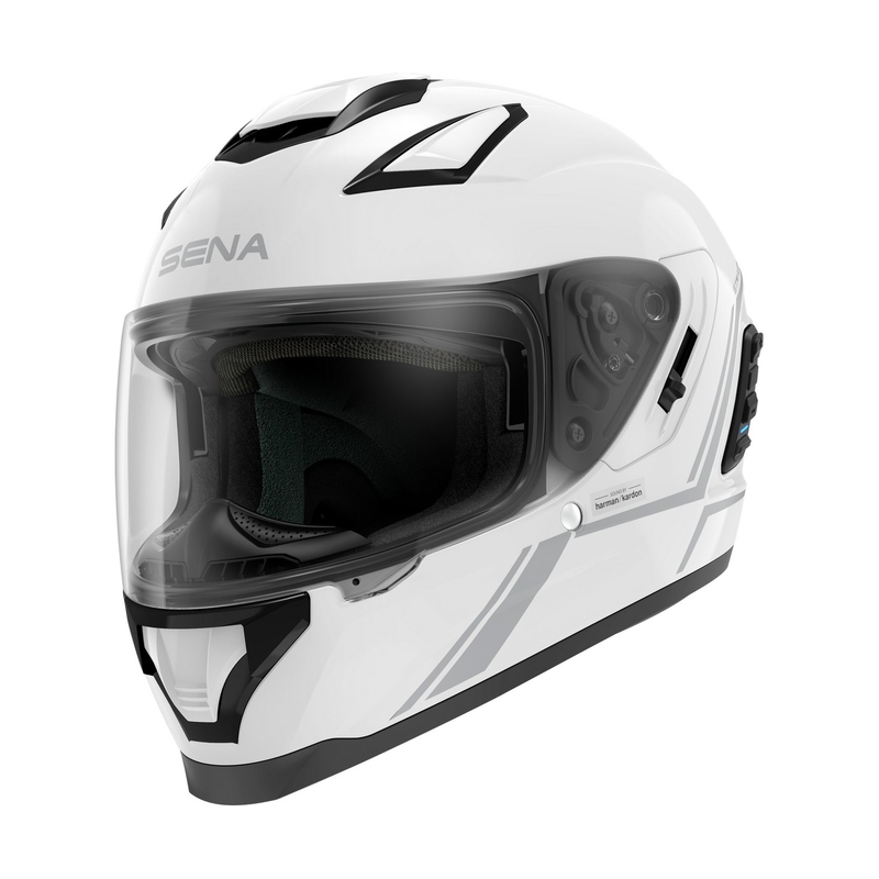 Kask motocyklowy integralny z siateczką SENA Stryker, błyszczący biały